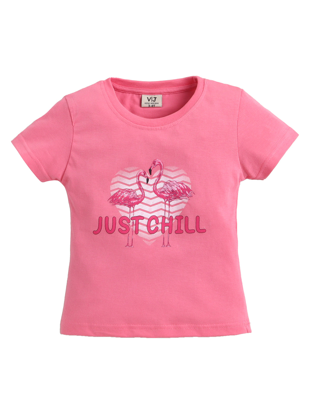 Girls Flamingo Print Cotton Pajama Set “ T-Shirt & Shorts Nightwear