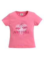 Girls Flamingo Print Cotton Pajama Set “ T-Shirt & Shorts Nightwear