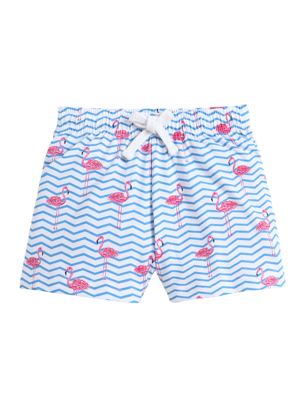 Girls Flamingo Print Cotton Pajama Set “ T-Shirt & Shorts Nightwear