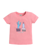 Girls Cactus Print Cotton Pajama Set “ T-Shirt & Shorts Nightwear