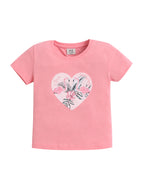 Girls Flamingo Print Cotton Pajama Set “ T-Shirt & Shorts Nightwear