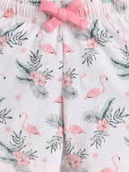 Girls Flamingo Print Cotton Pajama Set “ T-Shirt & Shorts Nightwear