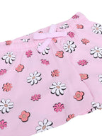 Girls Floral Print Cotton Pajama Set “ T-Shirt & Shorts Nightwear