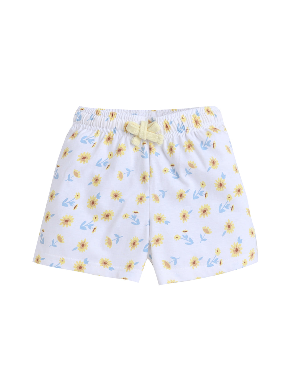 Girls Sunshine Print Cotton Pajama Set “ T-Shirt & Shorts Nightwear