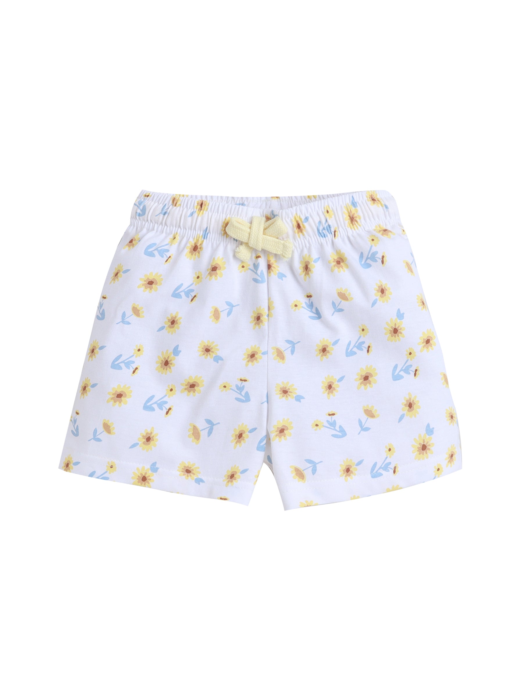 Girls Sunshine Print Cotton Pajama Set “ T-Shirt & Shorts Nightwear