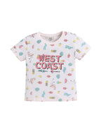 Girls West Coast Print Cotton Pajama Set “ T-Shirt & Shorts Nightwear
