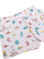 Girls West Coast Print Cotton Pajama Set “ T-Shirt & Shorts Nightwear