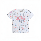 victor and jane girls white short-sleeve t-shirt with a colourful cactus print and Cactus Hug Me text graphic