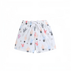 victor and jane girls white cotton shorts featuring a playful cactus print and a comfortable elastic drawstring waist