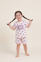 Girls Sweet Dreams Print Cotton Pajama Set “ T-Shirt & Shorts Nightwear