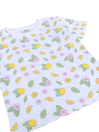 Girls Lemon Print Cotton Pajama Set “ T-Shirt & Shorts Nightwear
