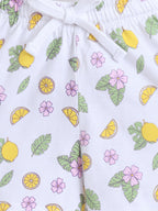 Girls Lemon Print Cotton Pajama Set “ T-Shirt & Shorts Nightwear