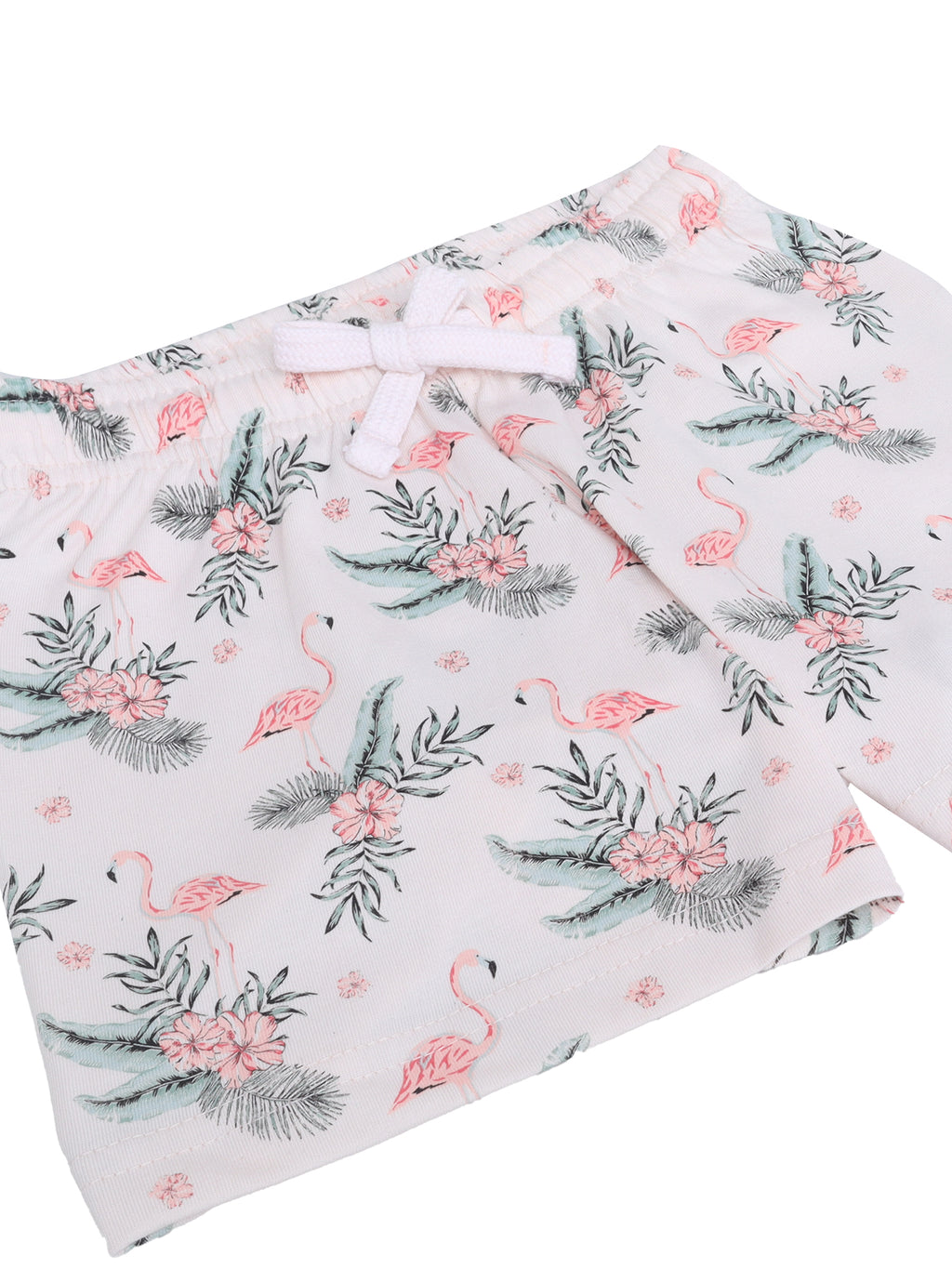 Girls Flamingo Print Cotton Pajama Set “ T-Shirt & Shorts Nightwear
