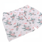 victor and jane girls white cotton shorts featuring a pink flamingo and tropical floral print with a drawstring waist