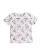 Girls Flamingo Print Cotton Pajama Set “ T-Shirt & Shorts Nightwear