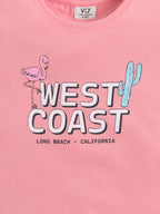 Girls West Coast Print Cotton Pajama Set “ T-Shirt & Full Pants Nightwear