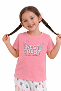 Girls West Coast Print Cotton Pajama Set “ T-Shirt & Full Pants Nightwear