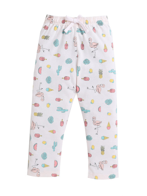 Girls West Coast Print Cotton Pajama Set “ T-Shirt & Full Pants Nightwear