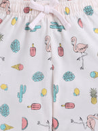 Girls West Coast Print Cotton Pajama Set “ T-Shirt & Full Pants Nightwear