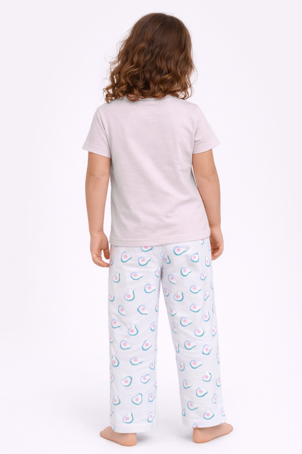 Girls Avocado Print Cotton Pajama Set “ T-Shirt & Full Pants Nightwear