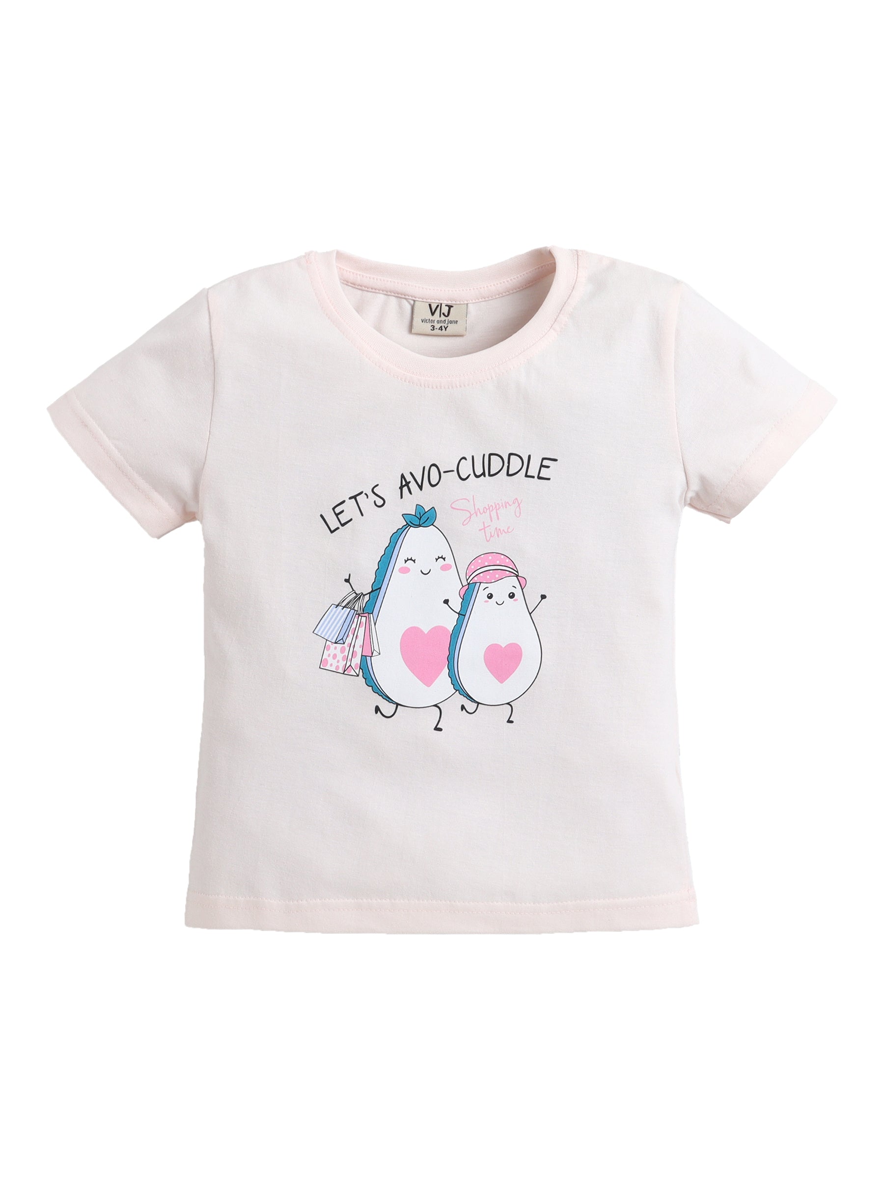 Girls Avocado Print Cotton Pajama Set “ T-Shirt & Full Pants Nightwear