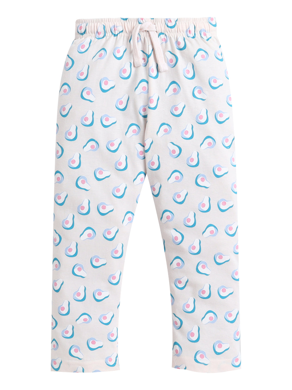 Girls Avocado Print Cotton Pajama Set “ T-Shirt & Full Pants Nightwear