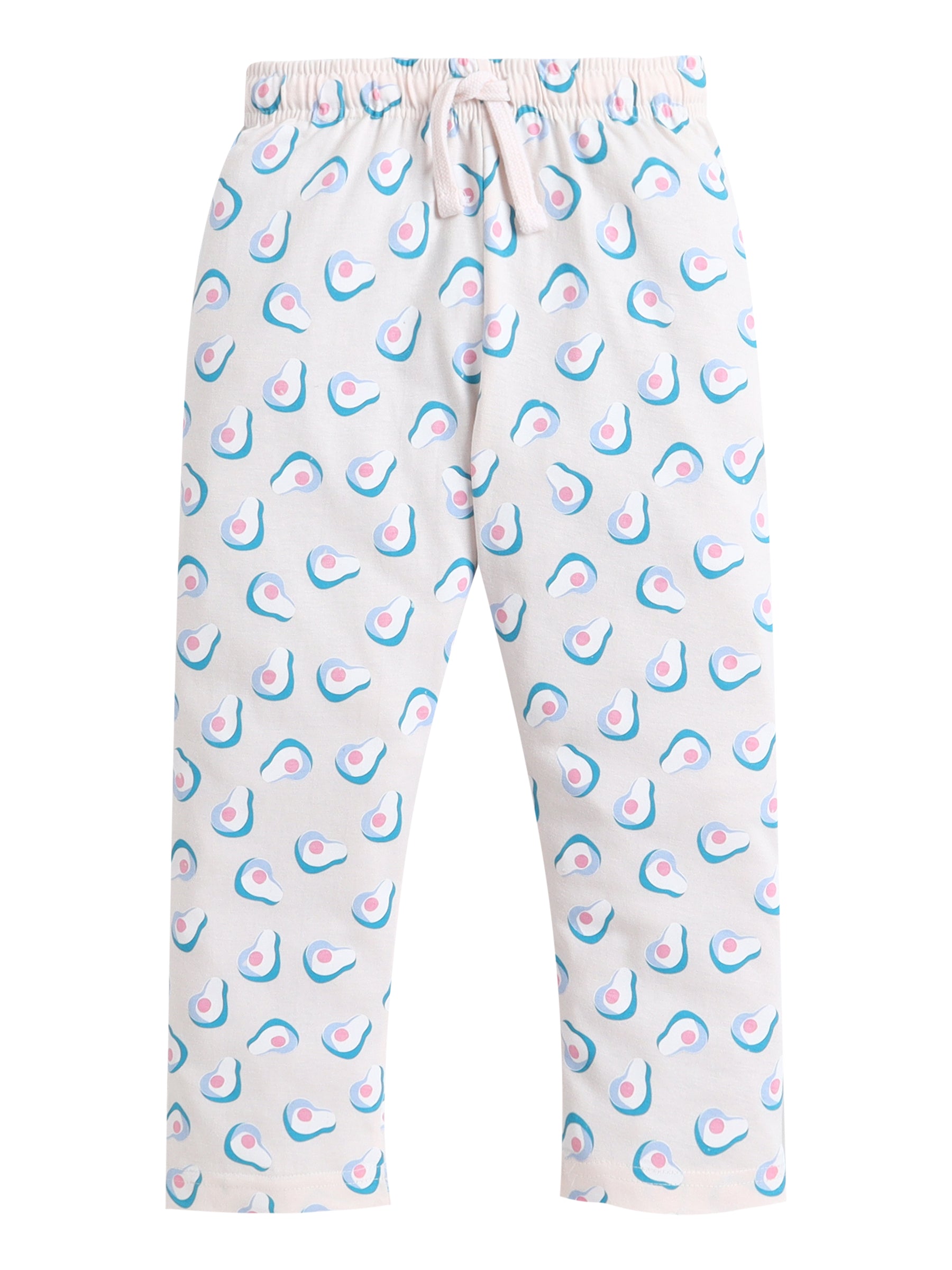 Girls Avocado Print Cotton Pajama Set “ T-Shirt & Full Pants Nightwear