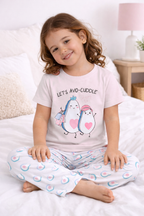 Girls Avocado Print Cotton Pajama Set “ T-Shirt & Full Pants Nightwear