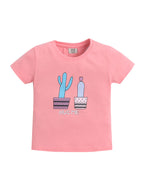 Girls Cactus Print Cotton Pajama Set “ T-Shirt & Full Pants Nightwear