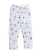 Girls Cactus Print Cotton Pajama Set “ T-Shirt & Full Pants Nightwear