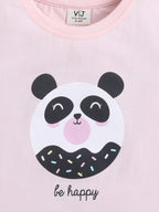 Girls Panda Print Cotton Pajama Set “ T-Shirt & Full Pants Nightwear