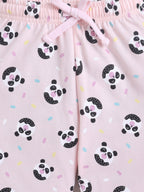 Girls Panda Print Cotton Pajama Set “ T-Shirt & Full Pants Nightwear