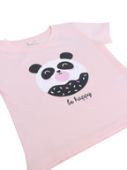 Girls Panda Print Cotton Pajama Set “ T-Shirt & Full Pants Nightwear