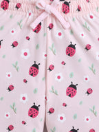Girls Ladybug Œone” Print Cotton Pajama Set “ T-Shirt & Full Pants Nightwear