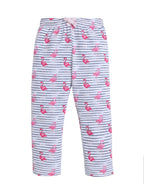 Girls Flamingo Print Cotton Pajama Set “ T-Shirt & Full Pants Nightwear