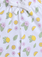Girls Lemonade Print Cotton Pajama Set “ T-Shirt & Full Pants Nightwear