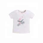 victor and jane girls light pink short sleeve t-shirt featuring a tropical flamingo and floral graphic print
