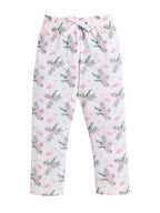Girls Flamingo Print Cotton Pajama Set “ T-Shirt & Full Pants Nightwear