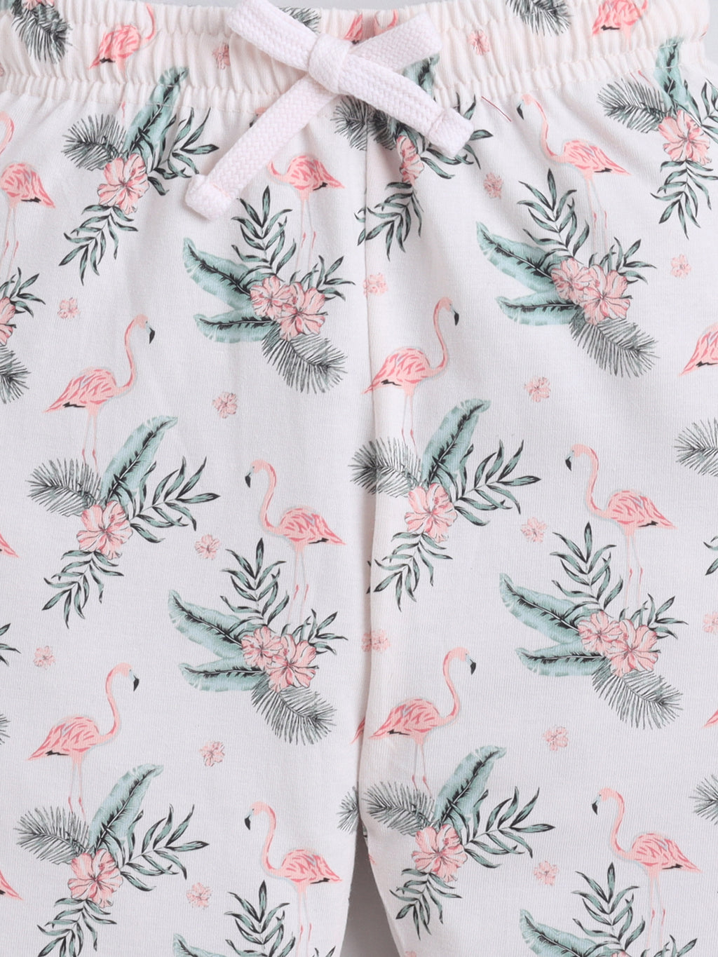 Girls Flamingo Print Cotton Pajama Set “ T-Shirt & Full Pants Nightwear