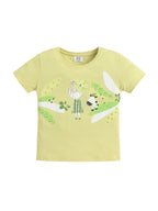 Girls Nature Print Cotton Pajama Set “ T-Shirt & Full Pants Nightwear