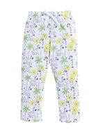Girls Nature Print Cotton Pajama Set “ T-Shirt & Full Pants Nightwear