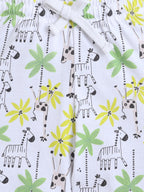 Girls Nature Print Cotton Pajama Set “ T-Shirt & Full Pants Nightwear