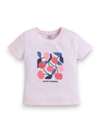 Girls Cherry Print Cotton Pajama Set “ T-Shirt & Full Pants Nightwear