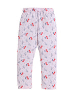 Girls Cherry Print Cotton Pajama Set “ T-Shirt & Full Pants Nightwear