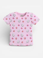 Girls Floral Print Cotton Pajama Set “ T-Shirt & Full Pants Nightwear