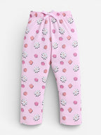 Girls Floral Print Cotton Pajama Set “ T-Shirt & Full Pants Nightwear