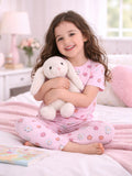 Girls Floral Print Cotton Pajama Set “ T-Shirt & Full Pants Nightwear