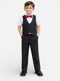 Black Waistcoat, Shirt, Trousers & Red Bow Tie Set (3 Years–8 Years)