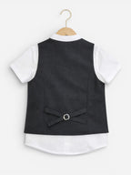 Black Waistcoat, Shirt, Trousers & Red Bow Tie Set (3 Years–8 Years)