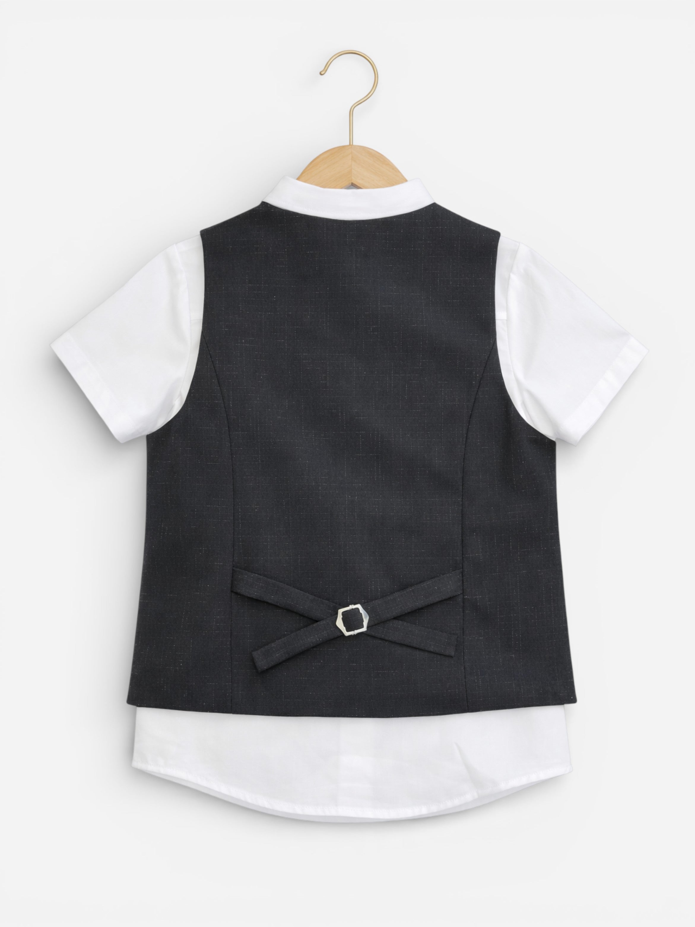 Black Waistcoat, Shirt, Trousers & Red Bow Tie Set (3 Years–8 Years)